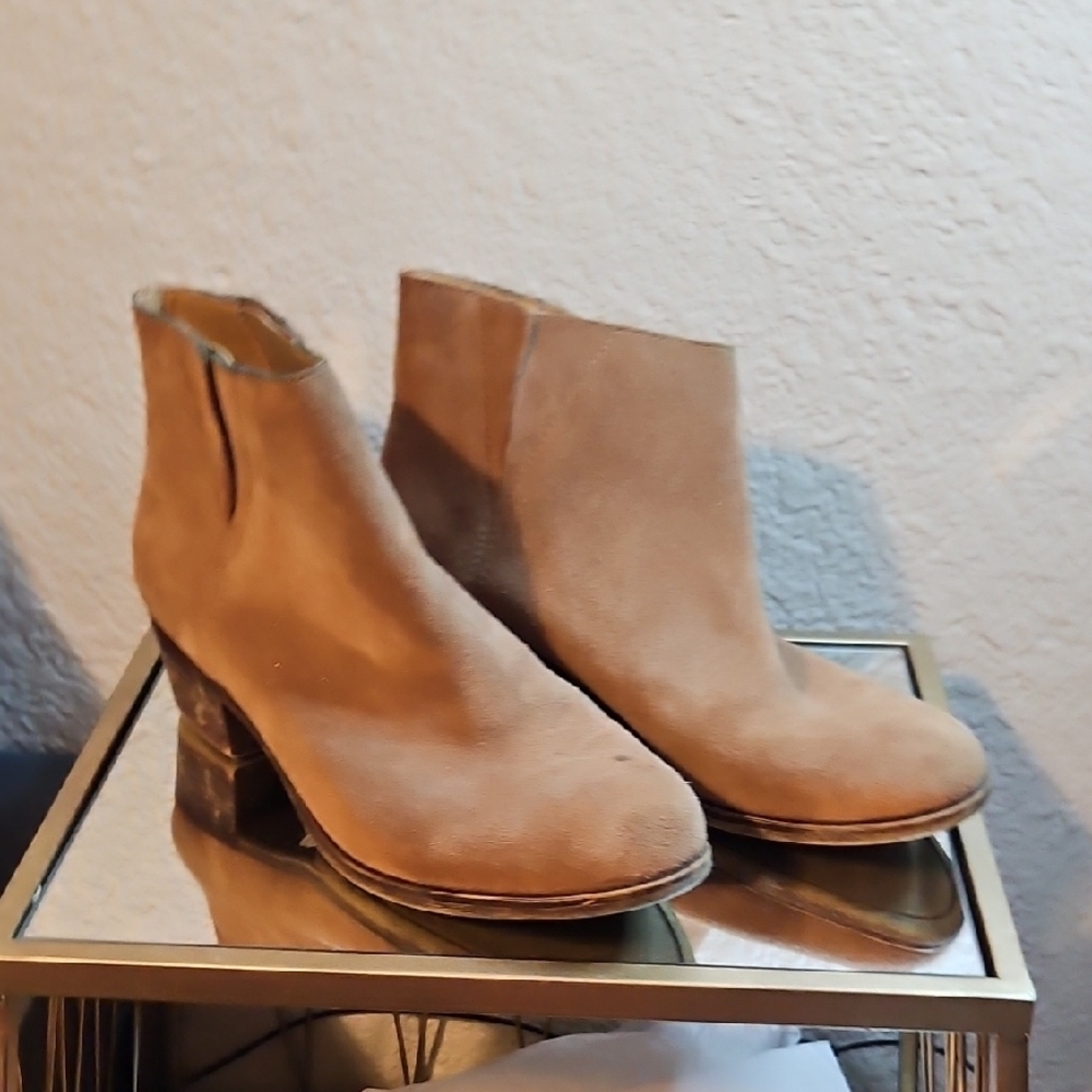 Lucky Brand Tan Ankle Booties with Suede Finish